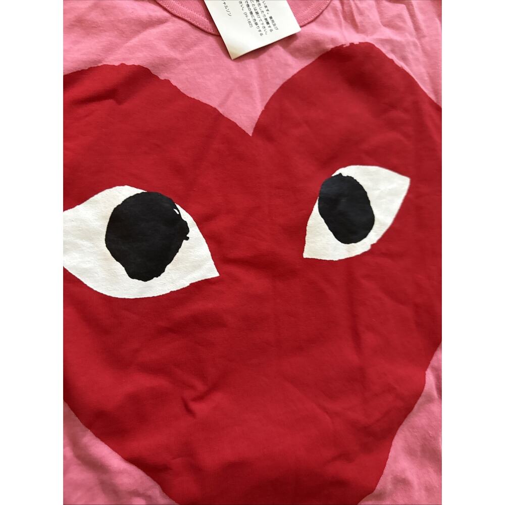 Comme Des Garcons CDG Play Red Heart T-Shirt Pink Authentic 100% Cotton Med